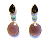 3 Drop Large Earrings : Smoky Quartz x Turquoise x Cateye