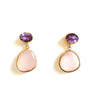 2 Drop Earrings (  S-size) : Amethyst x Rose Quratz