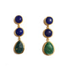 3 Drop Earrings : LapisLazuli x Emerald